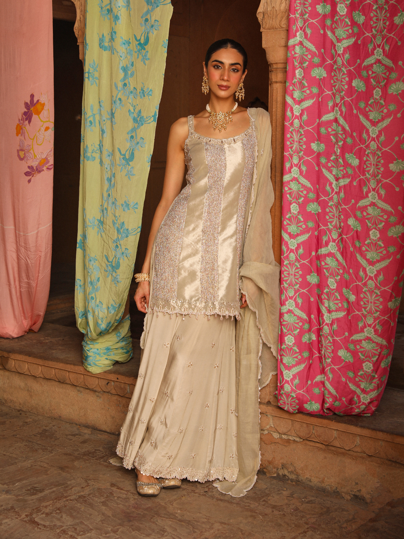 Ivory Pearl Sharara Set