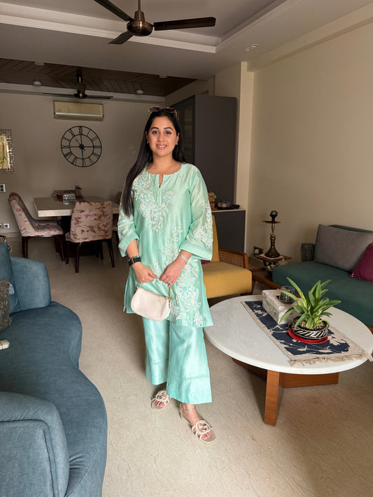 Mint Green Embroidered Co-ord Set
