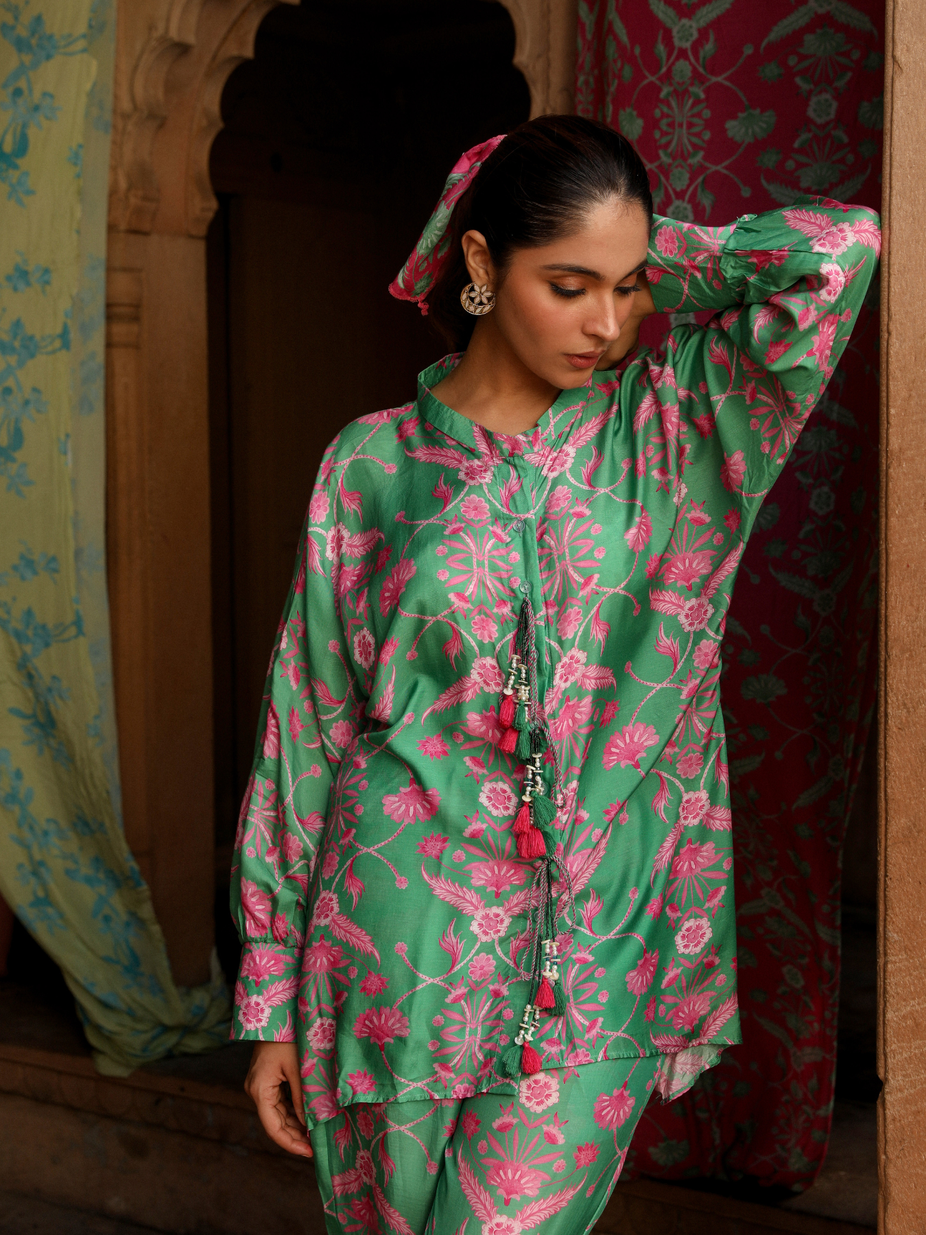 Green Chinaar Coord Set