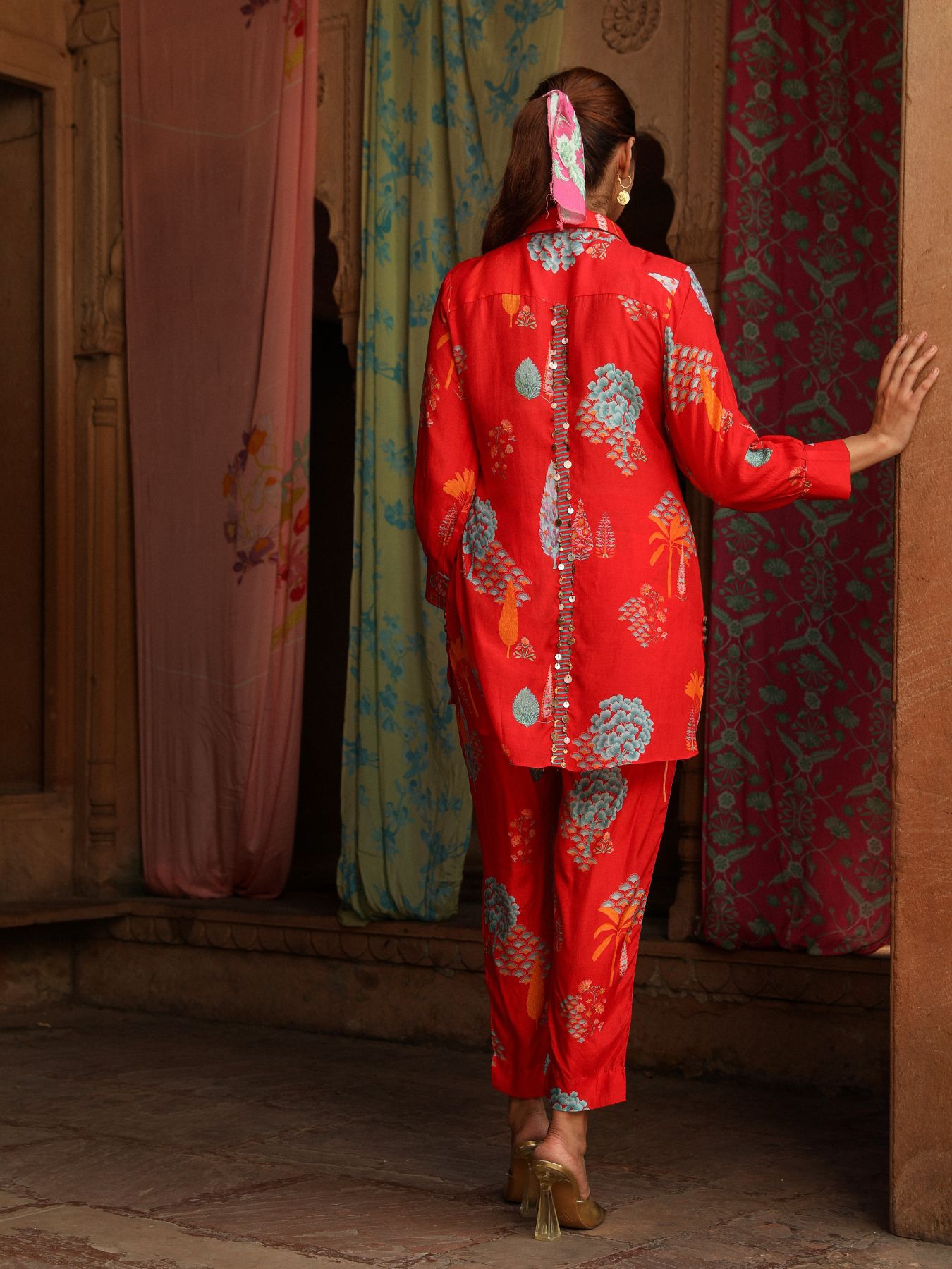 Red Ashoka print Co-ord Set