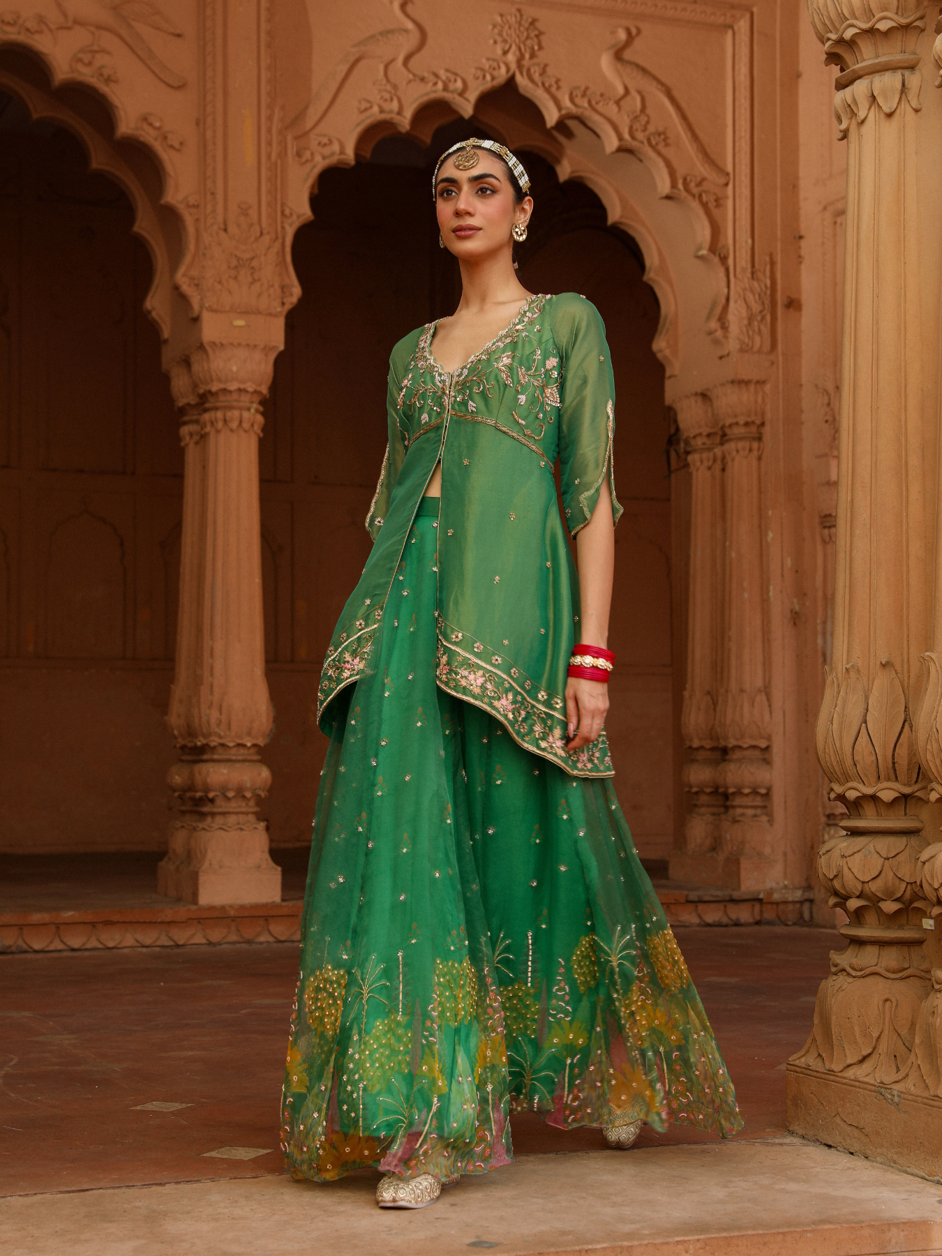 Green Sharara Set