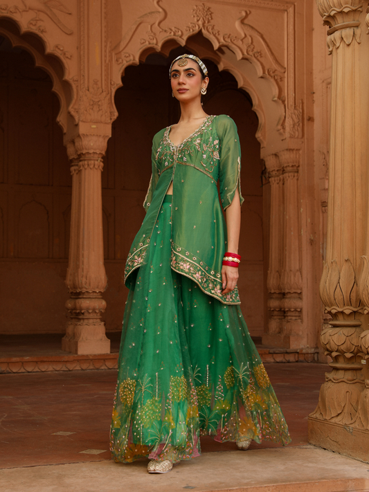 Green Sharara Set