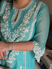 Aqua Embroidered Co-ord Set