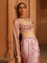 Pink Drape Skirt Set