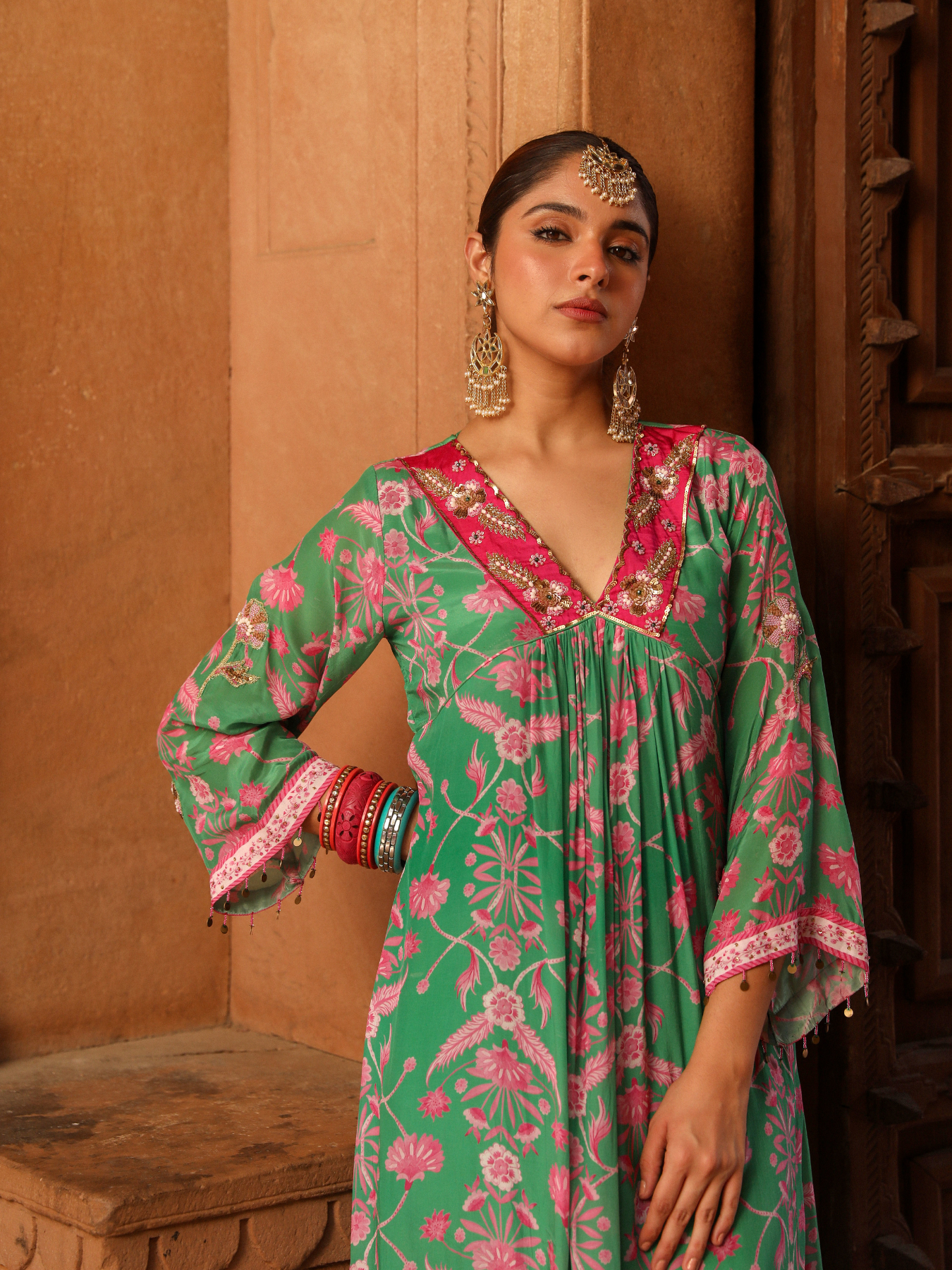 Emerald  Green Chinar Suit Set