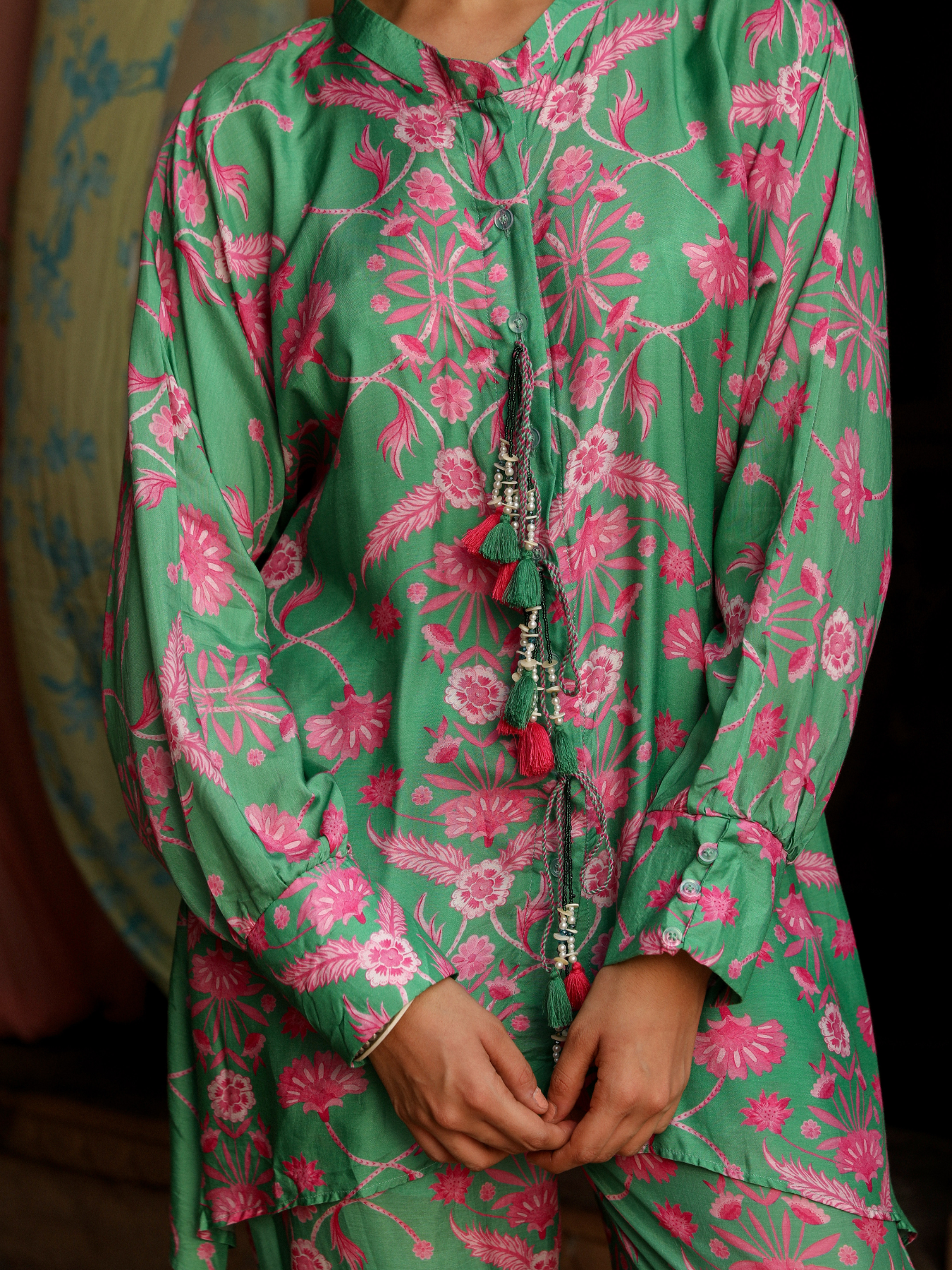 Green Chinaar Coord Set