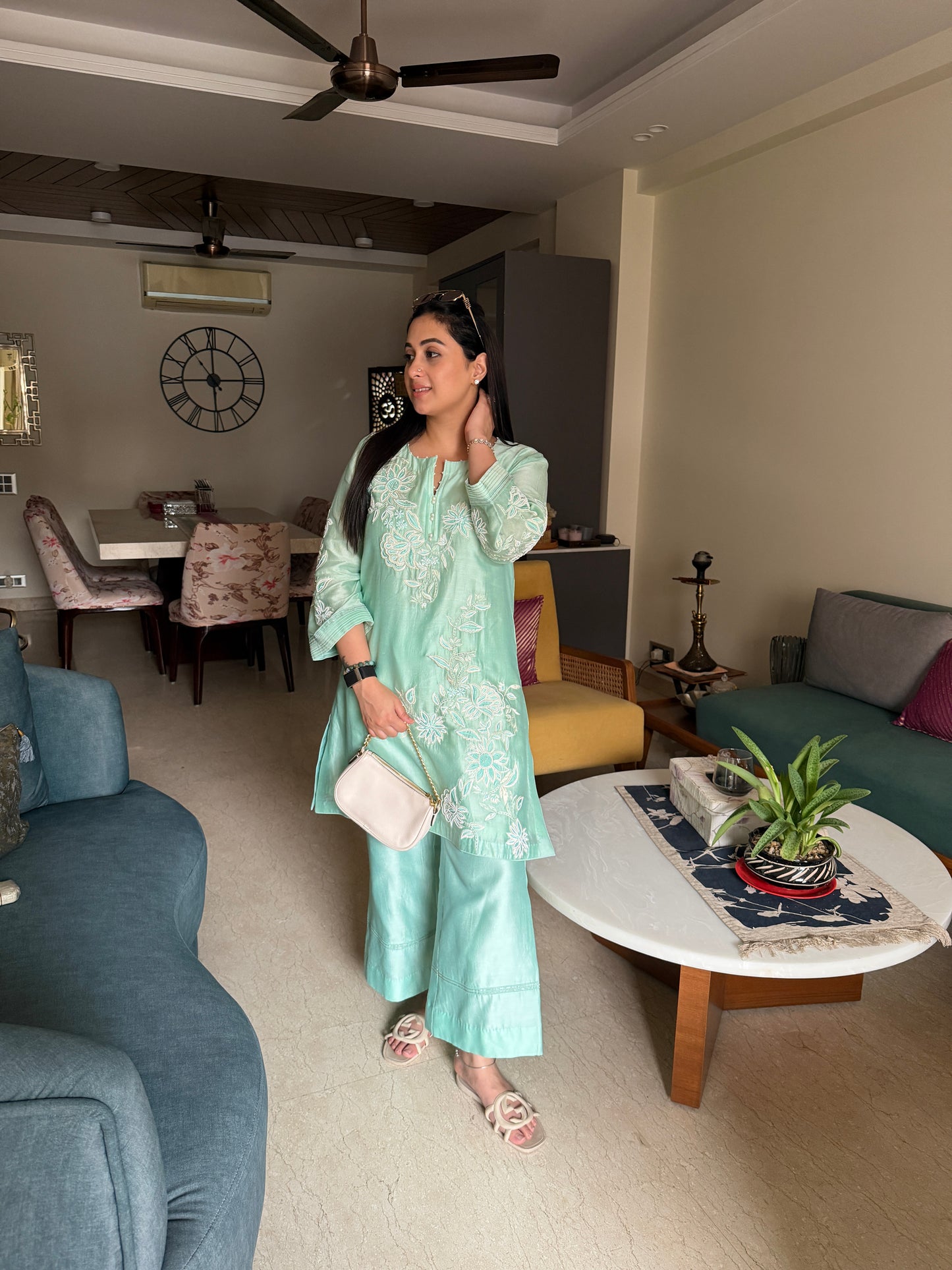 Mint Green Embroidered Co-ord Set