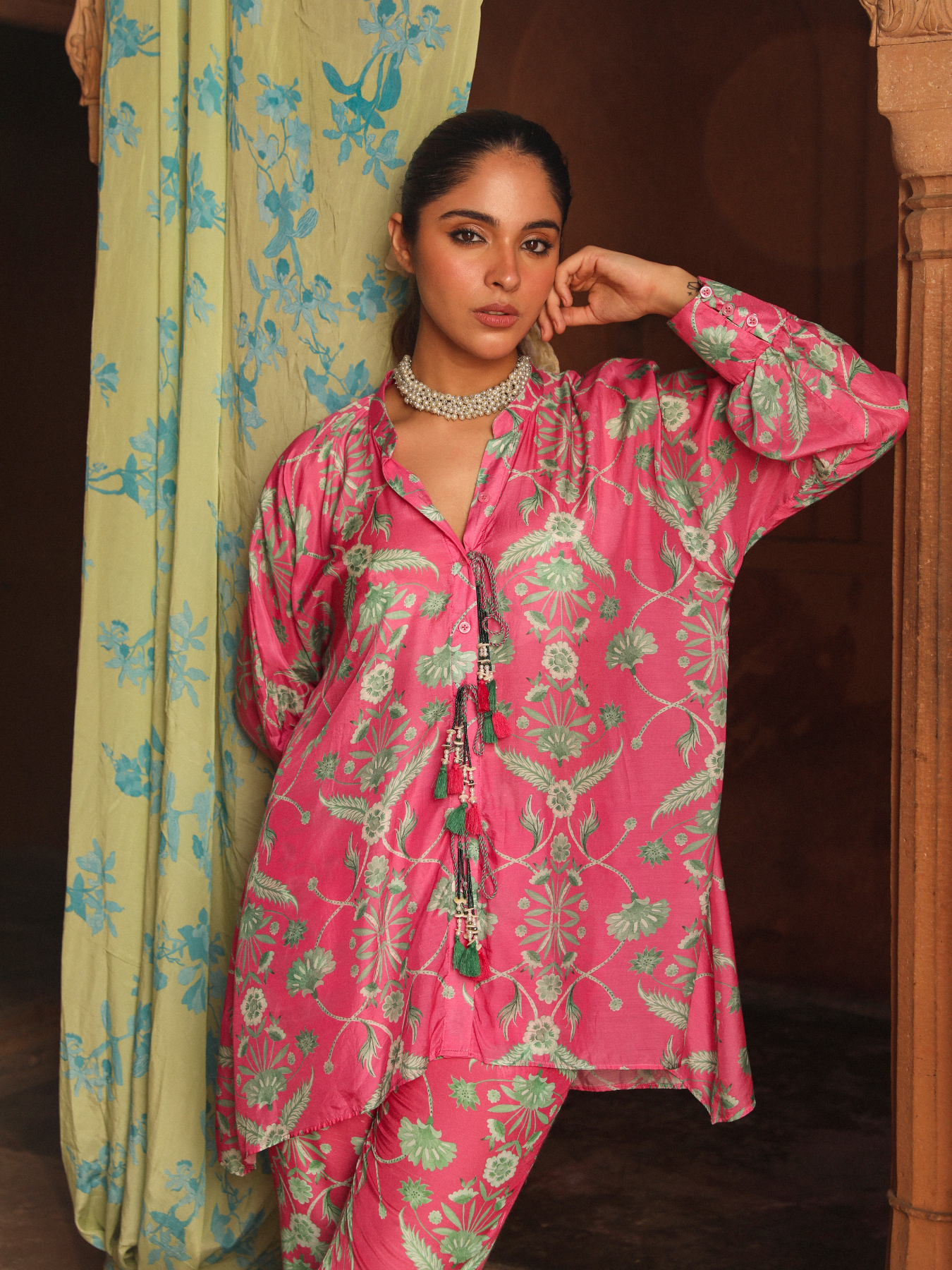 Rose Pink Chinaar Co-ord Set