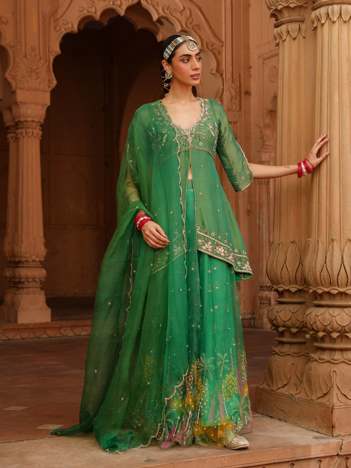 Green Sharara Set