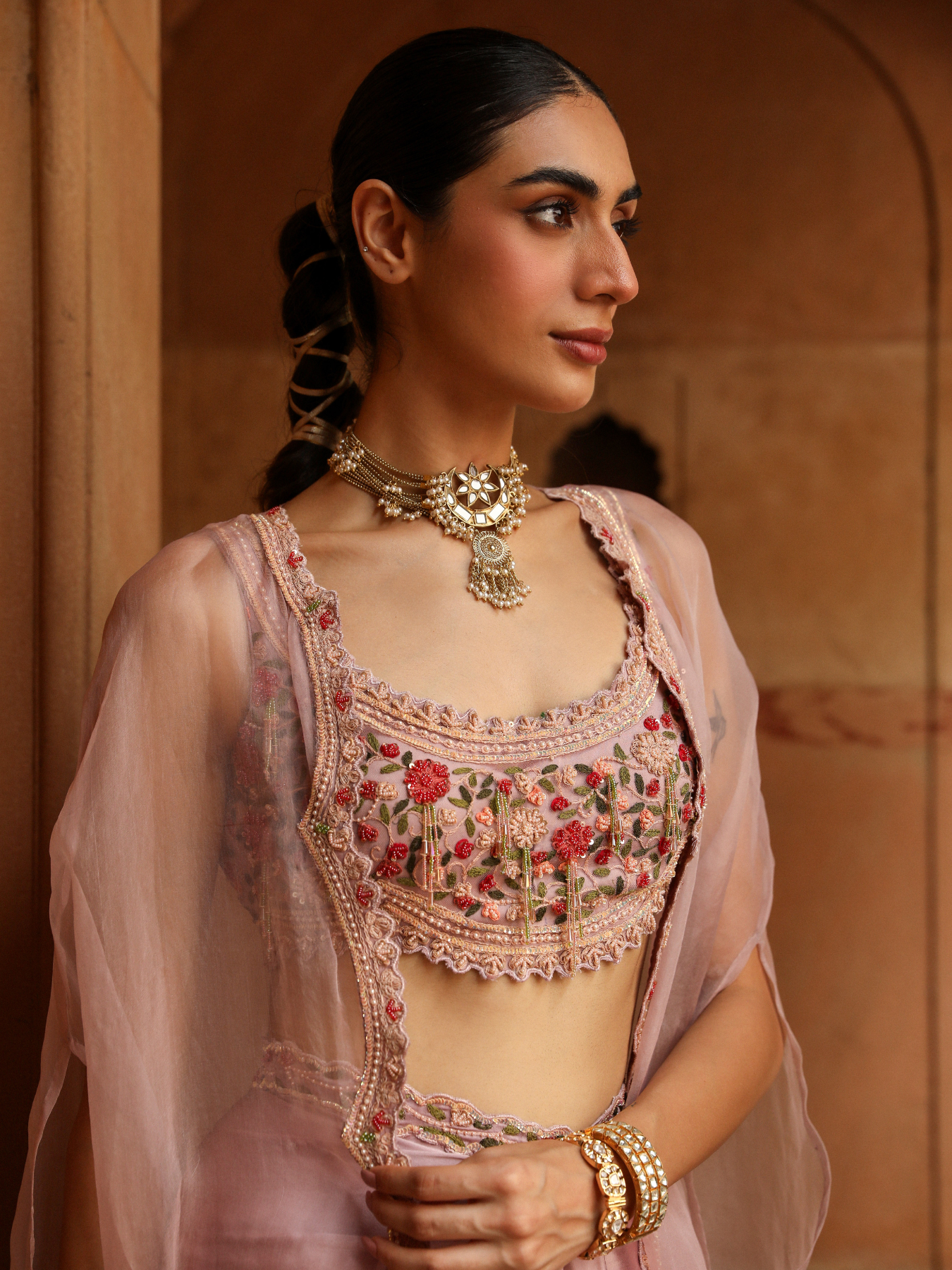 Pink Drape Skirt Set
