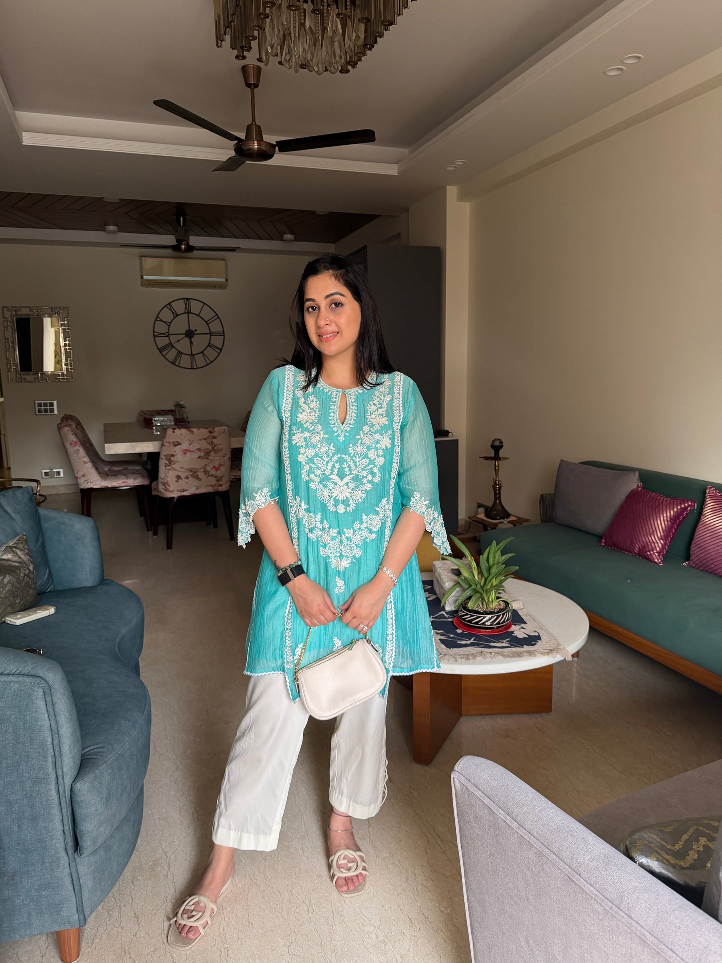 Aqua Embroidered Co-ord Set