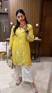 Yellow Floral Embroidered Co-ord Set