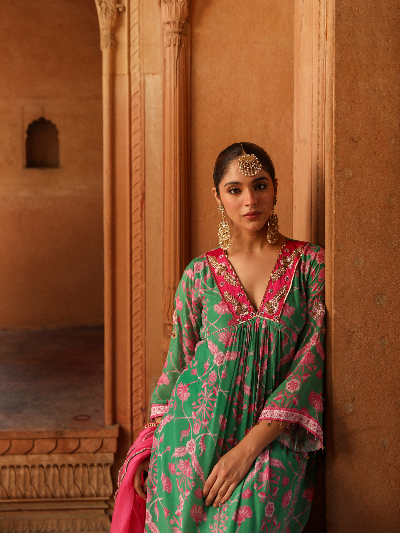 Emerald  Green Chinar Suit Set