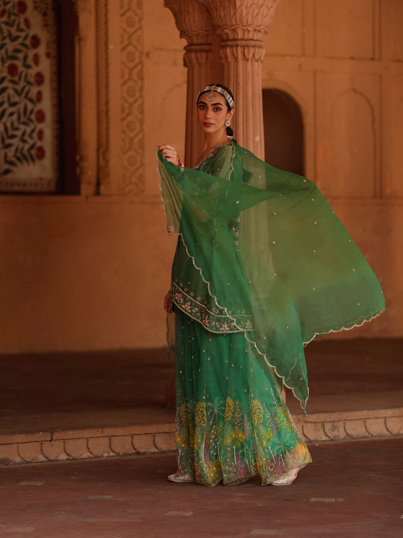 Green Sharara Set