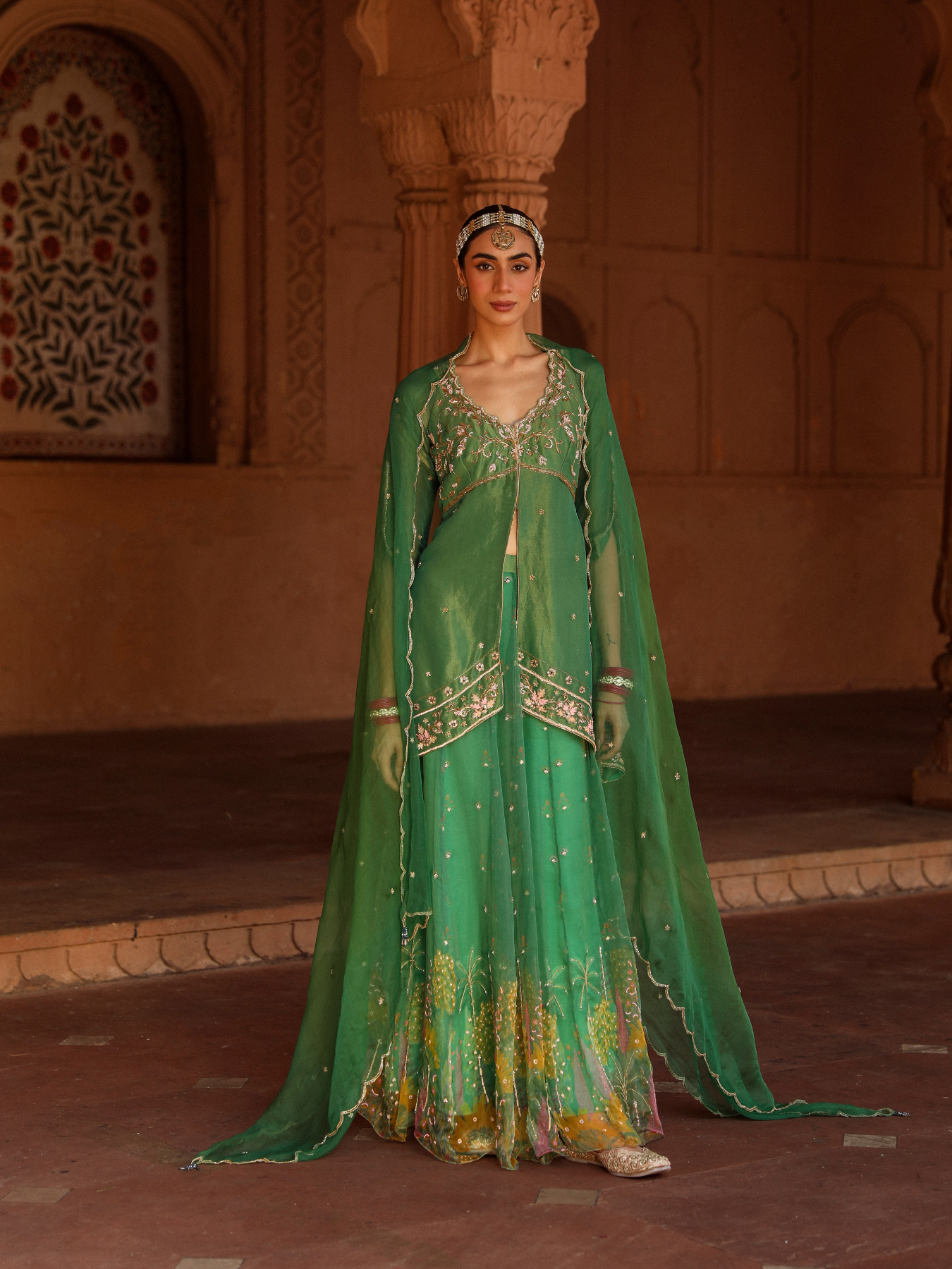 Green Sharara Set
