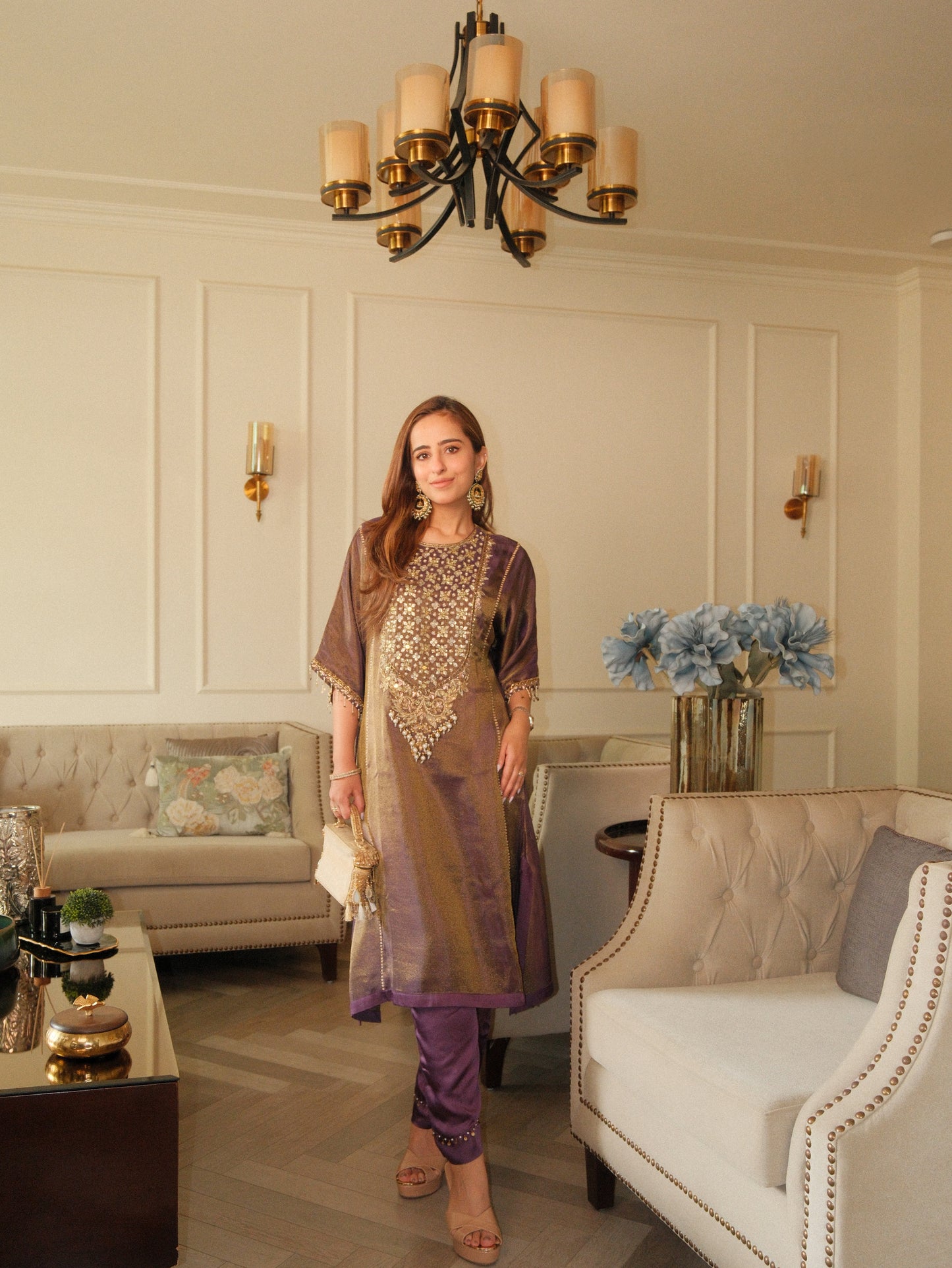 Dust Plum Kaftan Set