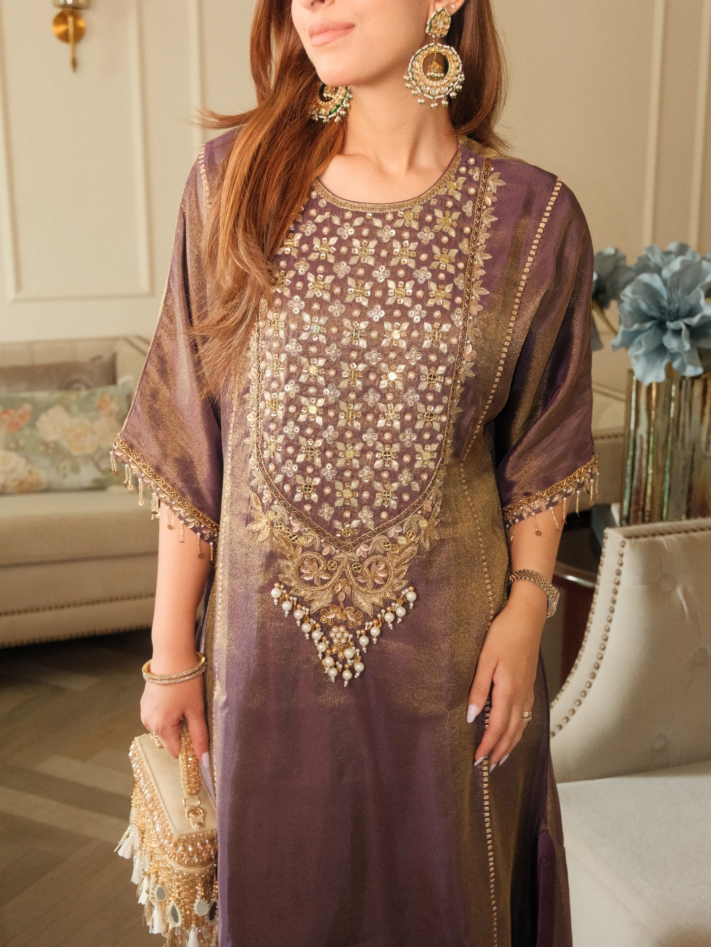 Dust Plum Kaftan Set