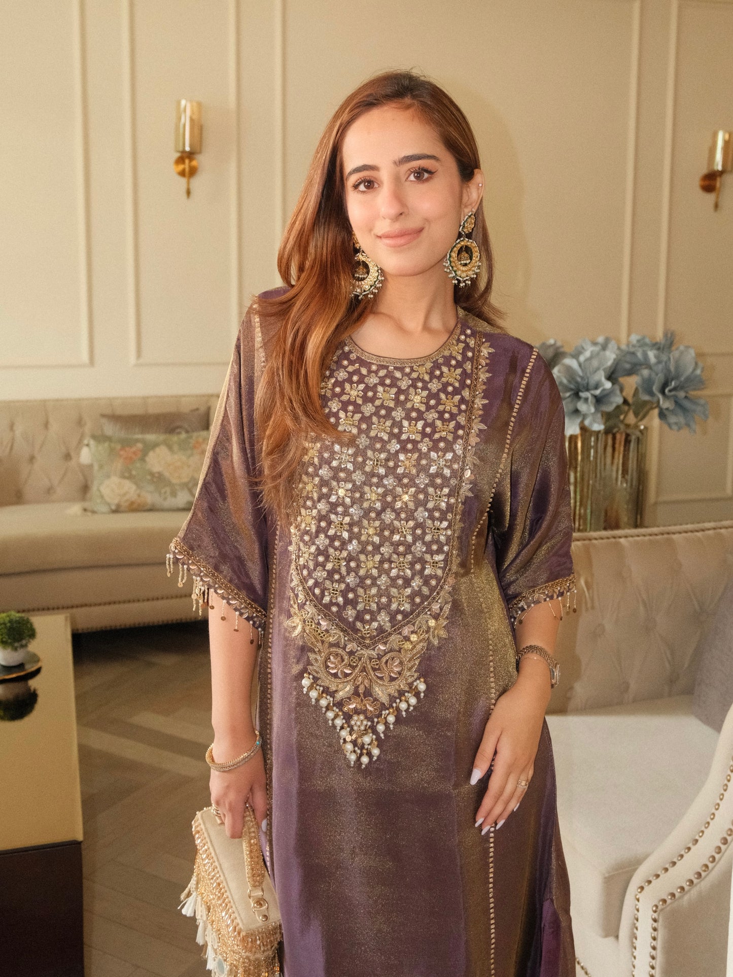 Dust Plum Kaftan Set