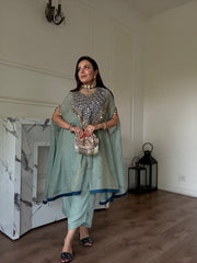 Mint Navy Kaftan Set