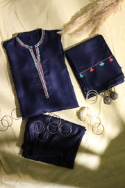 Midnight Blue pashmina set-SET OF 3