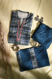 Neel checkered pashmina set- SET OF 3