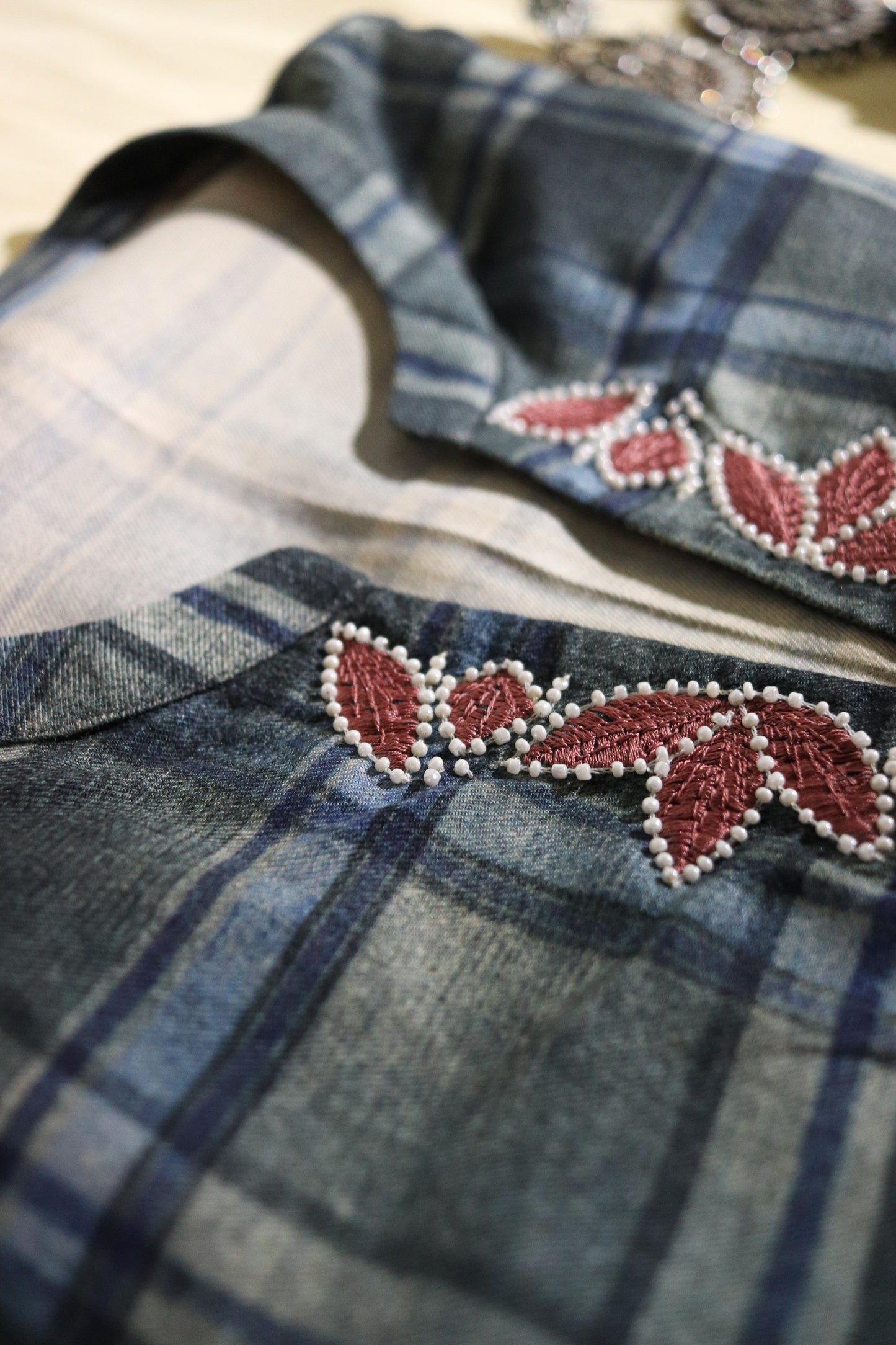 Neel checkered pashmina set- SET OF 3