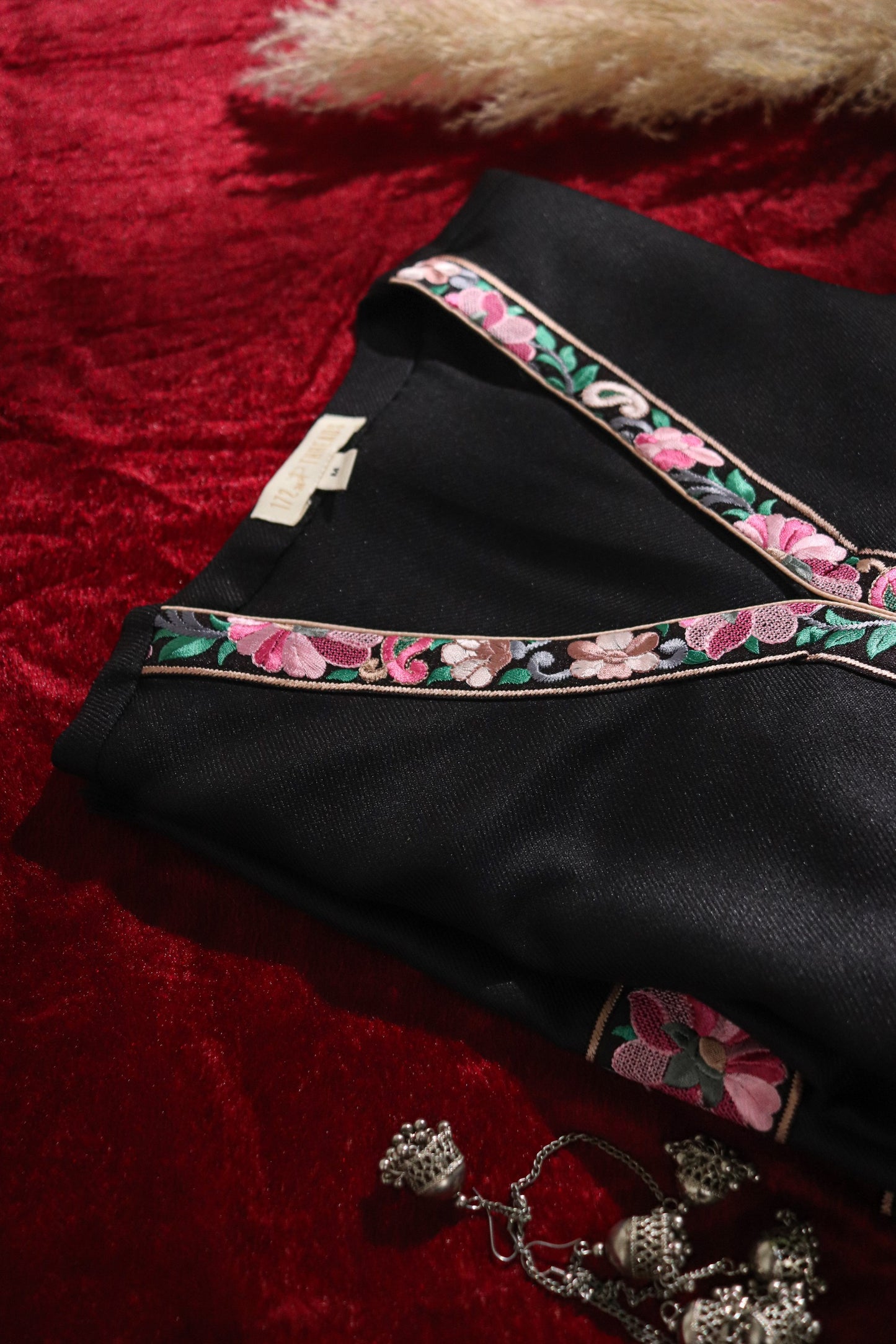 Black floral pashmina set- SET OF 3