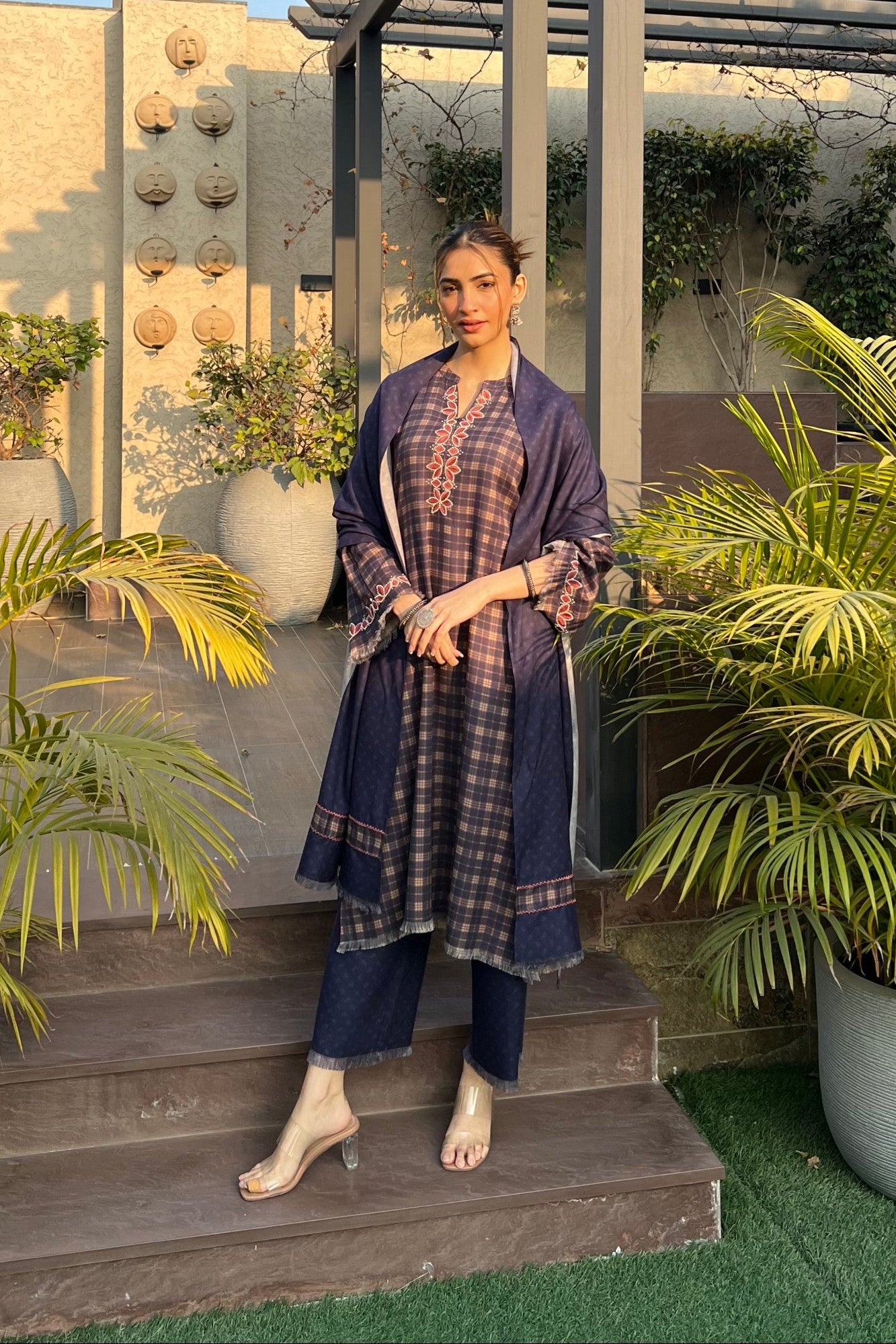 MEHR checkered pashima set- set of 3