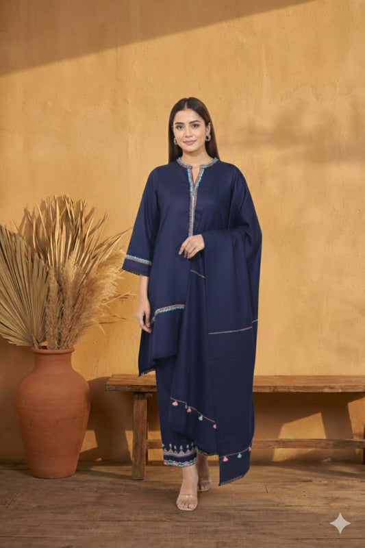 Midnight Blue pashmina set-SET OF 3