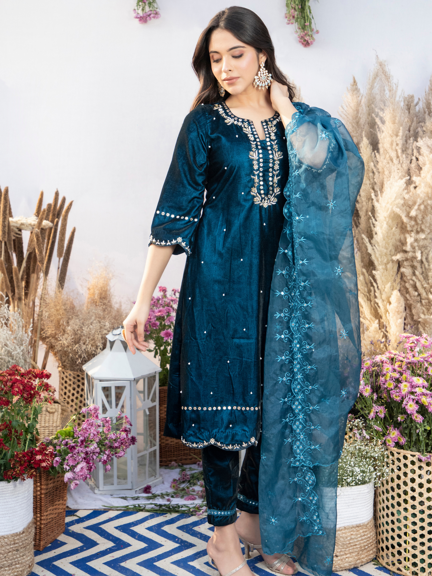 Teal Mist Kurta with Pants