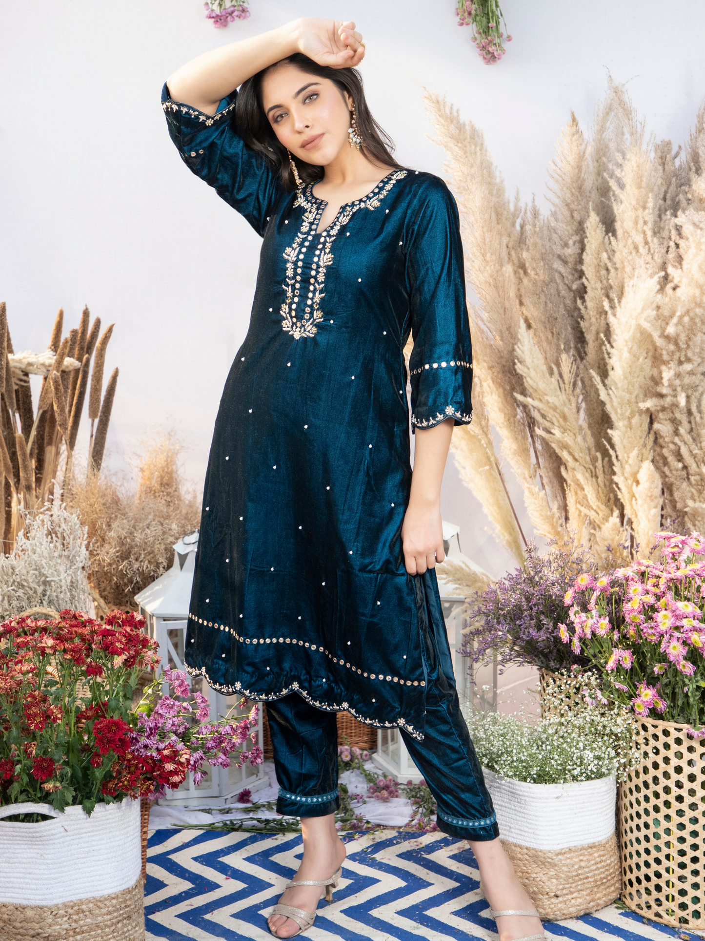 Teal Mist Kurta with Pants