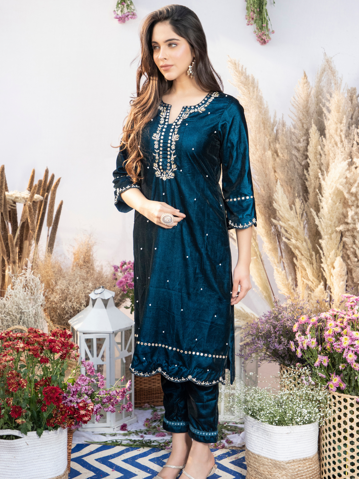 Teal Mist Kurta with Pants