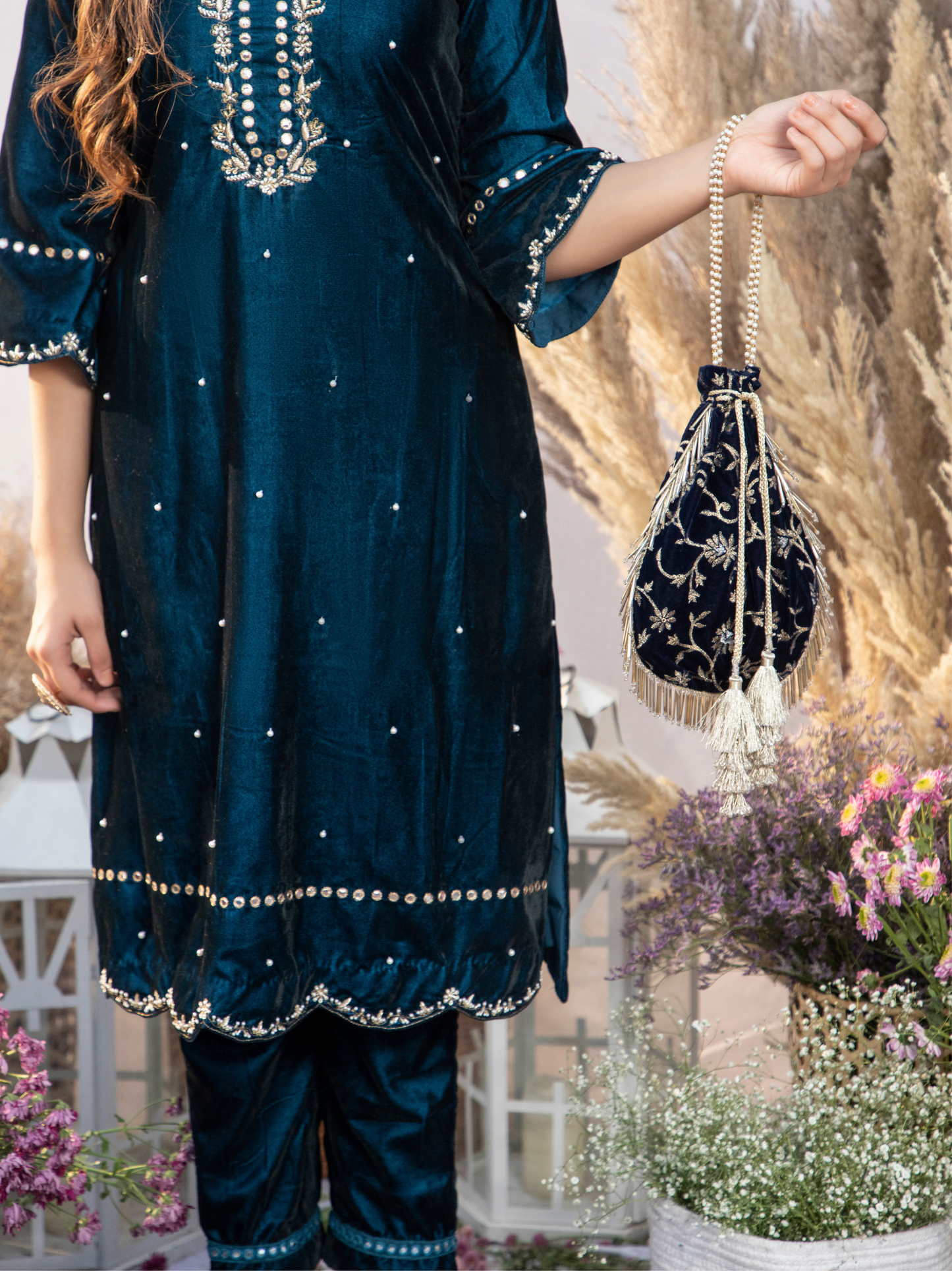 Teal Mist Kurta with Pants